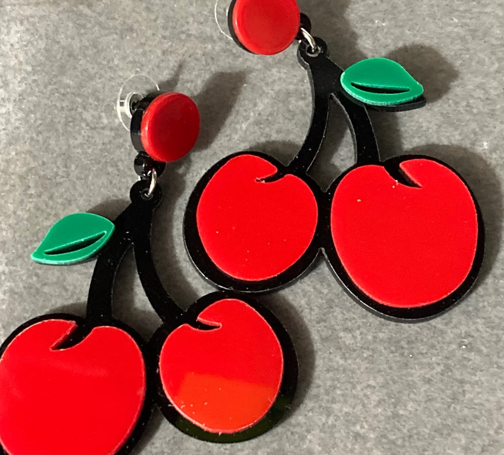 Image of Fruit acrylic earrings 🍒🍓