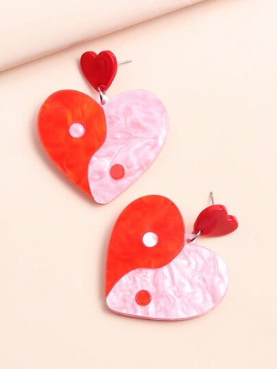 Image of Heart yin and yang acrylic earrings 💕