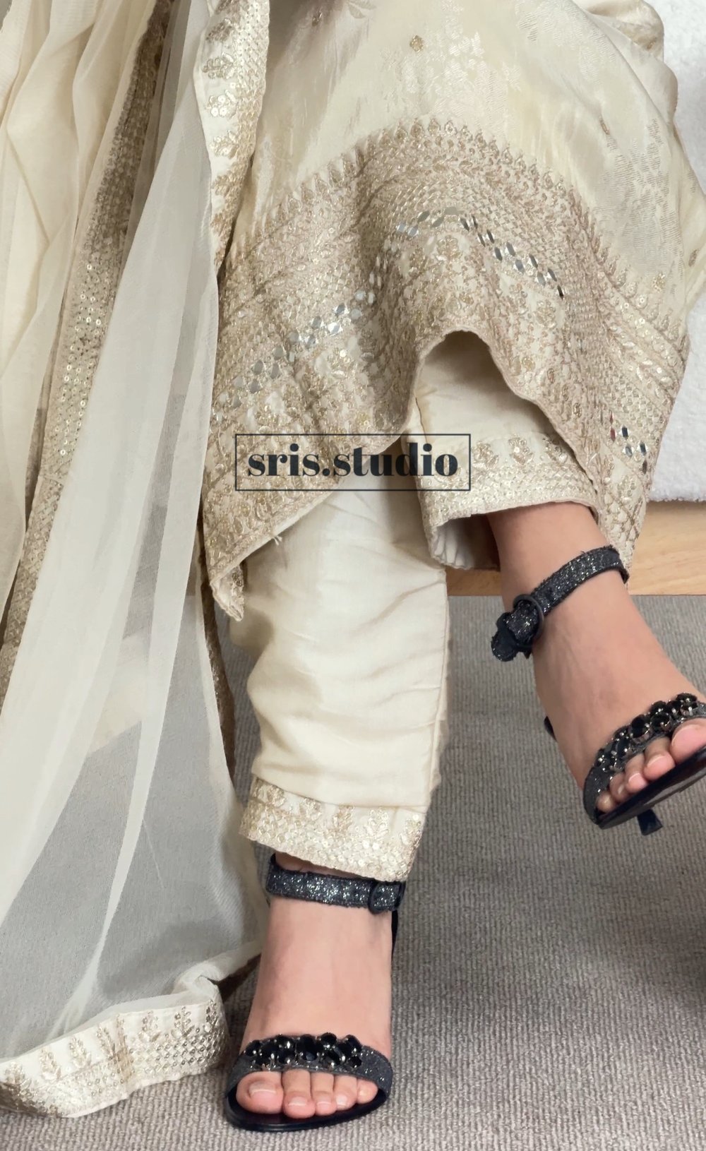 Image of Dola silk beige kurtha set