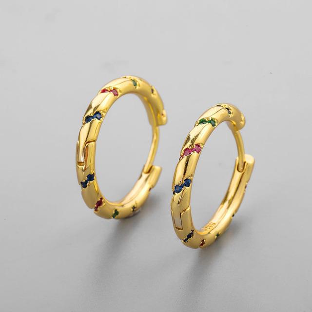 Image of Multi rhinestone gold plated hoops