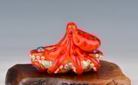 Image 5 of XXXL. Hot Orange Red-Spot 3D Octopus - Flamework Glass Sculpture