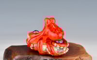 Image 3 of XXXL. Hot Orange Red-Spot 3D Octopus - Flamework Glass Sculpture
