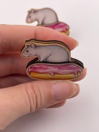 Image 2 of Doughnut Rat Wood Pin