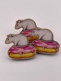 Image 1 of Doughnut Rat Wood Pin