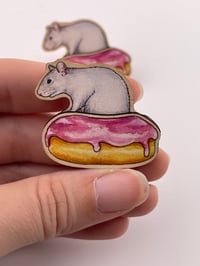 Image 3 of Doughnut Rat Wood Pin