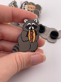 Image 1 of Hot Dog Raccoon Pin