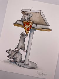 Image 2 of Sharing is Caring Pizza Rats Print