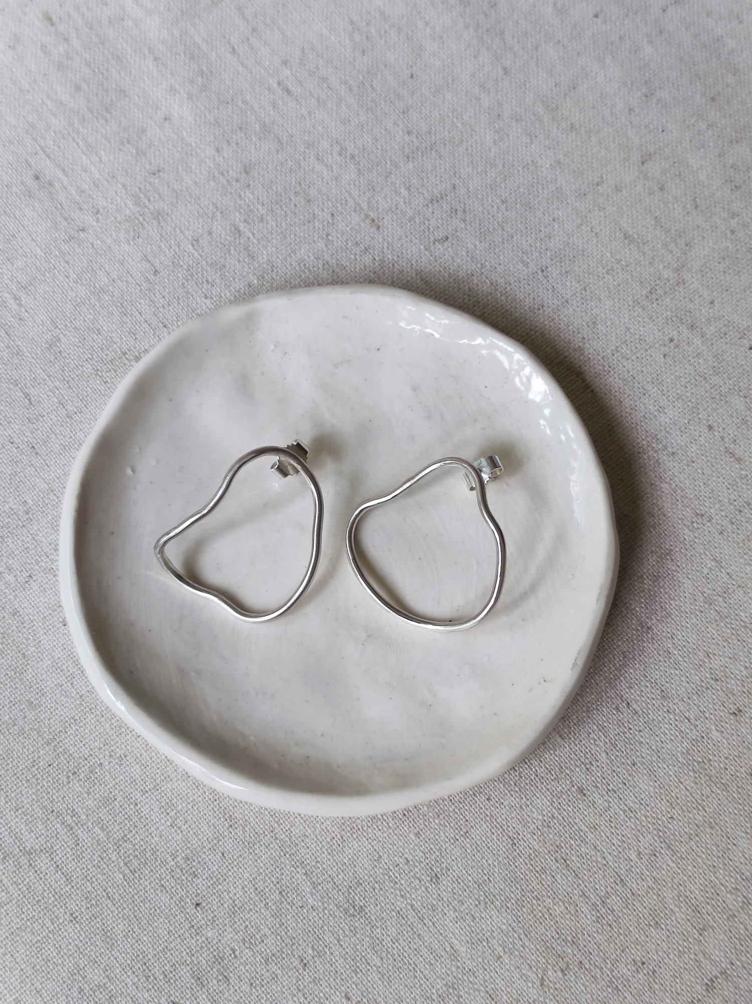 Image of Organic Shaped Sculpture Earrings Silver