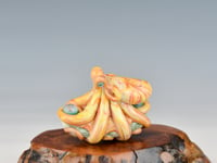 Image 2 of LG. Streaky Little Coral Orange Octopus - Flameworked Glass Sculpture Bead