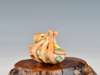 Image 4 of LG. Streaky Little Coral Orange Octopus - Flameworked Glass Sculpture Bead