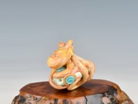 Image 5 of LG. Streaky Little Coral Orange Octopus - Flameworked Glass Sculpture Bead