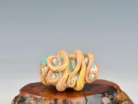 Image 6 of LG. Streaky Little Coral Orange Octopus - Flameworked Glass Sculpture Bead