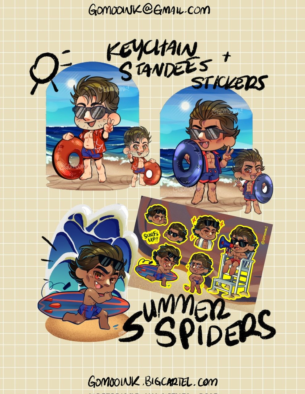 [PREORDER] 🏖️ SUMMER SPIDERS Acrylic Keychain Standees