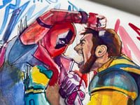 Image 3 of "Deadpool VS Wolverine" Guache on paper by Ramiro