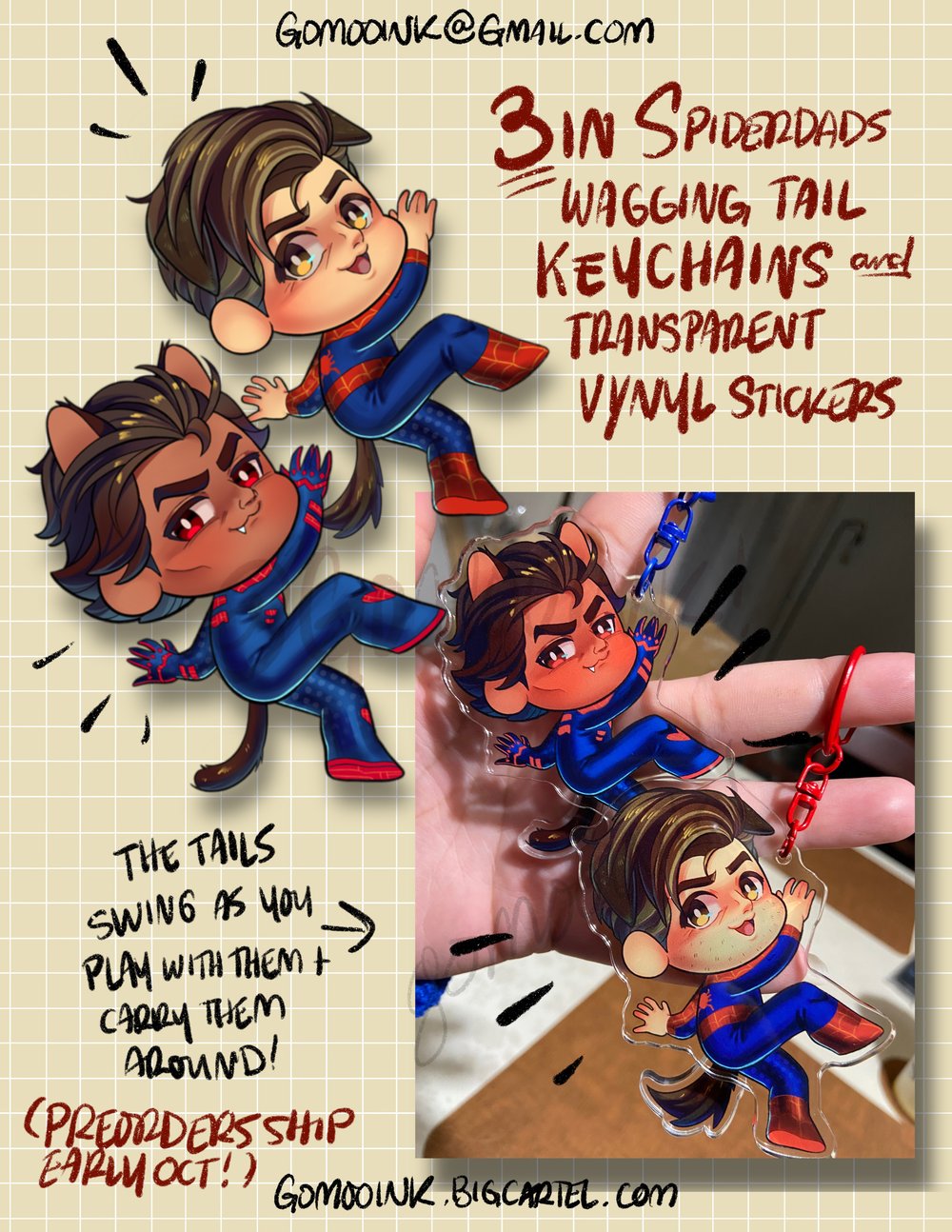 [PREORDER] Spiderdads Wagging Tail Keychains and Stickers