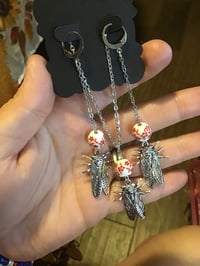 Sally the Cicada in Red; Necklace & Earring Set