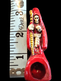 Image 2 of Red Santa Muerte Pipe 