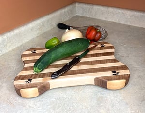 Image of Walnut and Maple Dog Lovers Cutting Board, Handmade Wooden Serving or Chopping Board, Cheese Board