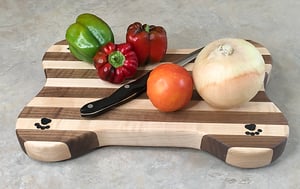 Image of Walnut and Maple Dog Lovers Cutting Board, Handmade Wooden Serving or Chopping Board, Cheese Board
