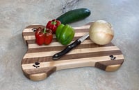 Image 1 of Walnut and Maple Dog Lovers Cutting Board, Handmade Wooden Serving or Chopping Board, Cheese Board