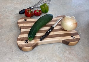 Image of Walnut and Maple Dog Lovers Cutting Board, Handmade Wooden Serving or Chopping Board, Cheese Board