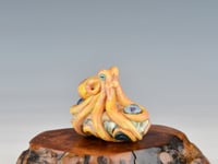 Image 4 of LG. Streaky Little Coral Yellow Orange Octopus - Flameworked Glass Sculpture Bead