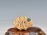Image 6 of LG. Streaky Little Coral Yellow Orange Octopus - Flameworked Glass Sculpture Bead