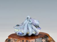 Image 3 of LG. Streaky Color-Shifting Lavender Blue Octopus - Flameworked Glass Sculpture Bead