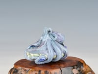 Image 4 of LG. Streaky Color-Shifting Lavender Blue Octopus - Flameworked Glass Sculpture Bead