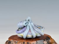 Image 6 of LG. Streaky Color-Shifting Lavender Blue Octopus - Flameworked Glass Sculpture Bead