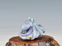 Image 7 of LG. Streaky Color-Shifting Lavender Blue Octopus - Flameworked Glass Sculpture Bead