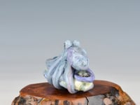 Image 8 of LG. Streaky Color-Shifting Lavender Blue Octopus - Flameworked Glass Sculpture Bead