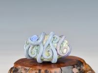 Image 9 of LG. Streaky Color-Shifting Lavender Blue Octopus - Flameworked Glass Sculpture Bead