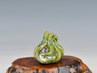 Image 3 of LG. Little Streaky Olive Green Octopus - Flameworked Glass Sculpture Bead