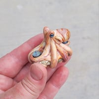 Image 1 of LG. Streaky Sedona Coral Octopus - Flameworked Glass Sculpture Bead