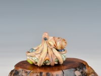 Image 2 of LG. Streaky Sedona Coral Octopus - Flameworked Glass Sculpture Bead