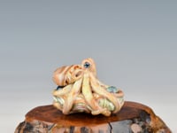 Image 7 of LG. Streaky Sedona Coral Octopus - Flameworked Glass Sculpture Bead