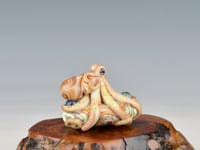 Image 8 of LG. Streaky Sedona Coral Octopus - Flameworked Glass Sculpture Bead