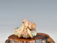 Image 12 of LG. Streaky Sedona Coral Octopus - Flameworked Glass Sculpture Bead