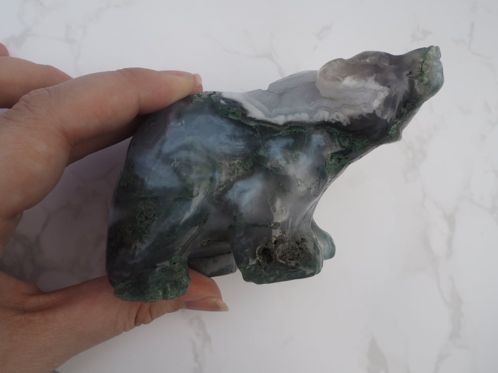 Image of Moss Agate Bear 297g 