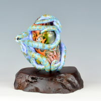 Image 7 of XXXXL. Periwinkle Reticulated Kraken with Coral Reef Garden - Flamework Glass Sculpture