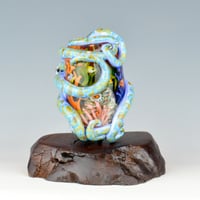 Image 8 of XXXXL. Periwinkle Reticulated Kraken with Coral Reef Garden - Flamework Glass Sculpture