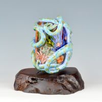 Image 10 of XXXXL. Periwinkle Reticulated Kraken with Coral Reef Garden - Flamework Glass Sculpture