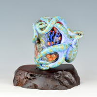 Image 1 of XXXXL. Periwinkle Reticulated Kraken with Coral Reef Garden - Flamework Glass Sculpture