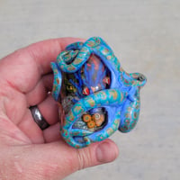 Image 13 of XXXXL. Periwinkle Reticulated Kraken with Coral Reef Garden - Flamework Glass Sculpture