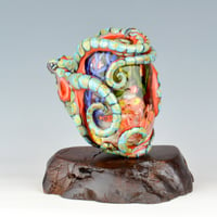 Image 2 of XXXXL. Reticulated Coral Kraken and it's Coral Reef Garden - Flamework Glass Sculpture