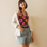 Image 3 of Checkered Cherry Crop Top