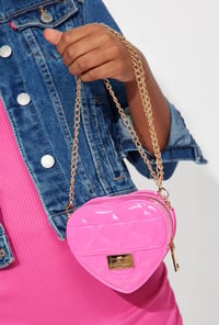 Image 2 of Fuschia Heart Shaped Crossbody  bag