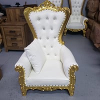 GOLD AND WHITE KIDS THRONE CHAIR 