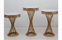 3 PCS METAL TWIST PEDESTALS CAKE STAND 